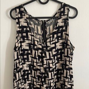 Kismet Black and Tan Graphic Blouse Relaxed Tank Top